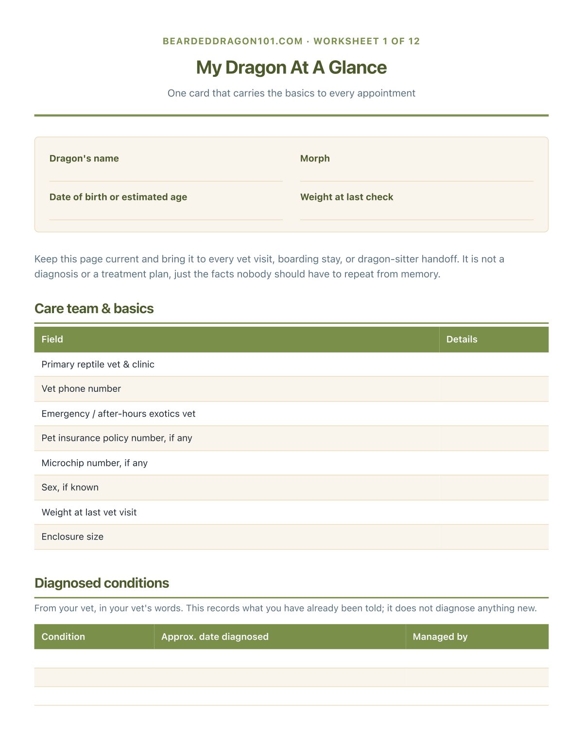 The Bearded Dragon Care Planner cover